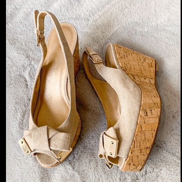 Stuart Weitzman cork wedges slingback size 6 1/2